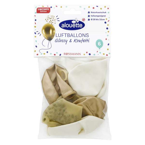 Alouette Maxi lufi csillogó és konfettis kivitelben - 6 db