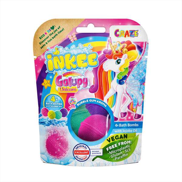 Craze Inkee Galupy Unikornis vegán fürdőgolyó csomag - 4 db