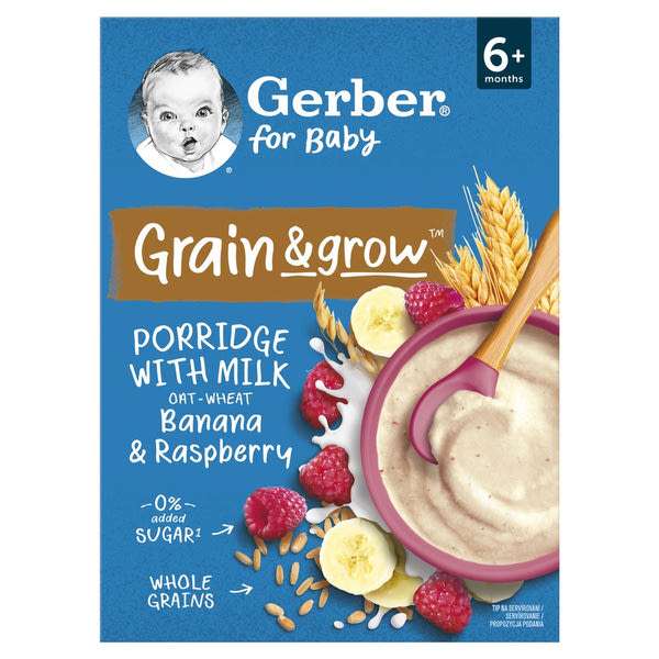 Gerber málnás-banános tejpép 6 hónapos kortól - 200 g