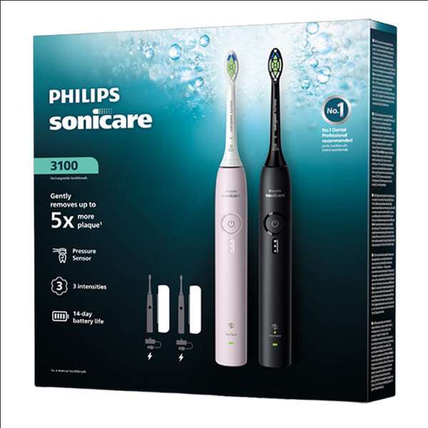 Philips Sonicare Series 3100 elektromos fogkefe /fekete+rózsaszín - 2 db