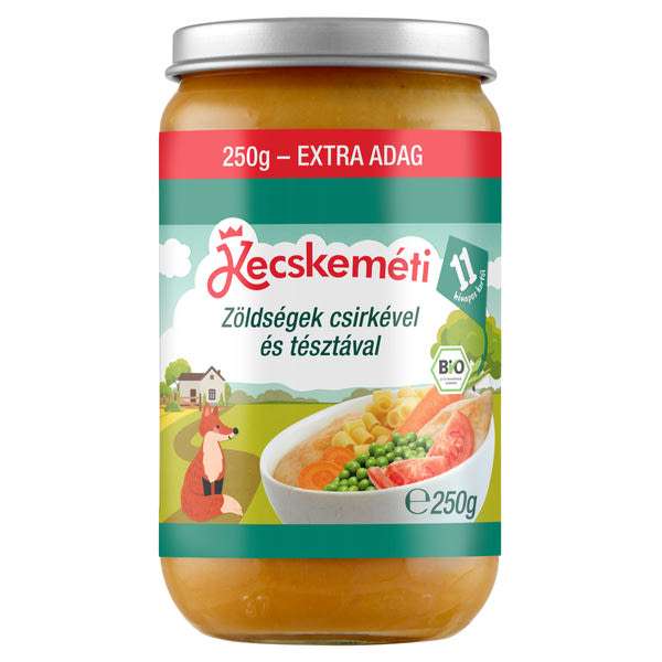 Kecskeméti Bio bébiétel zöldségekkel, csirkével és tésztával - 250 g