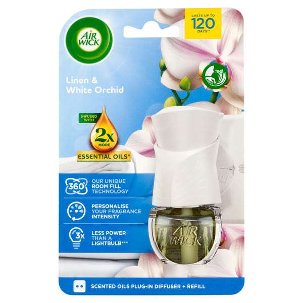 Air Wick Linen & White Orchid elektromos légfrissítő készülék utántöltő - 19 ml