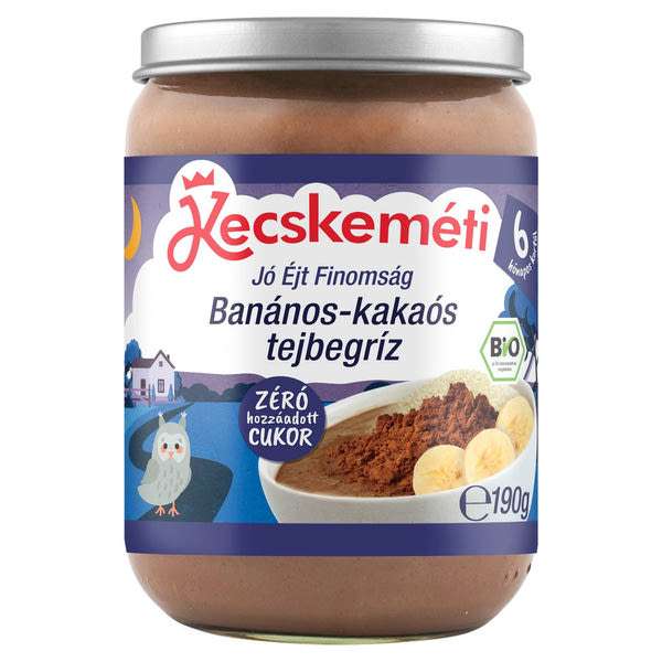 Kecskeméti Bio tejbegríz banánnal és kakaó ízzel 6 hónapos kortól - 190 g
