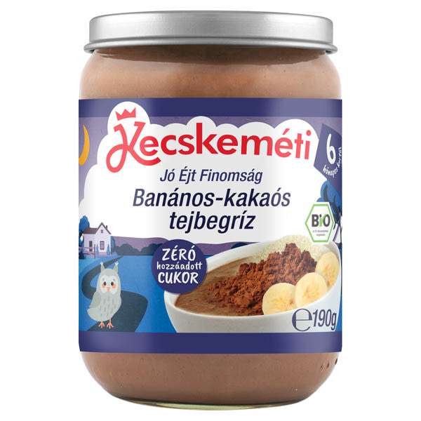 Kecskeméti Bio tejbegríz banánnal és kakaó ízzel 6 hónapos kortól - 190 g