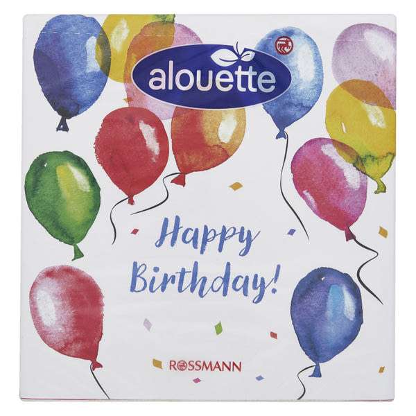 Alouette szalvéta Happy Birthday felirattal 33x33 cm - 20 db