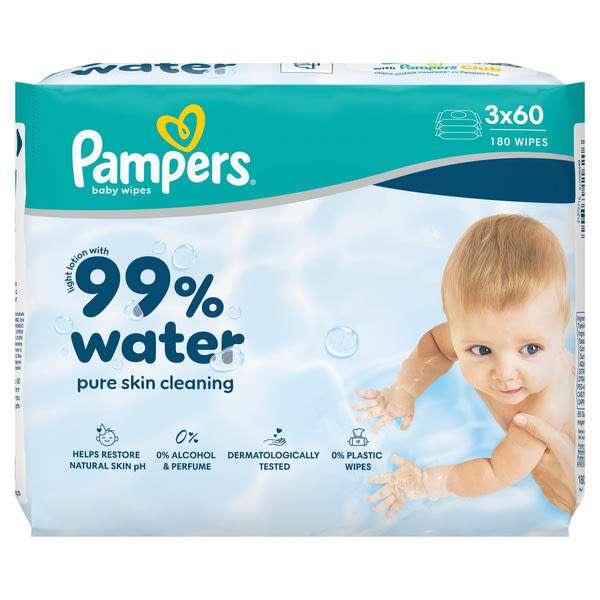Pampers 99% Water törlőkendő 3x60 db - 180 db