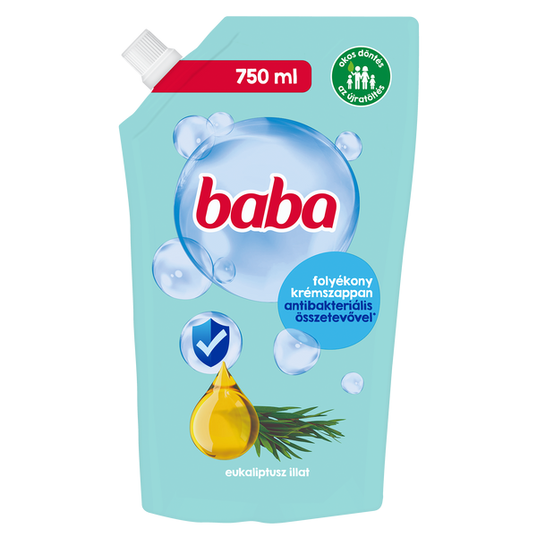 Baba folyékony krémszappan antibakteriális összetevővel és eukaliptusz illattal - 750 ml