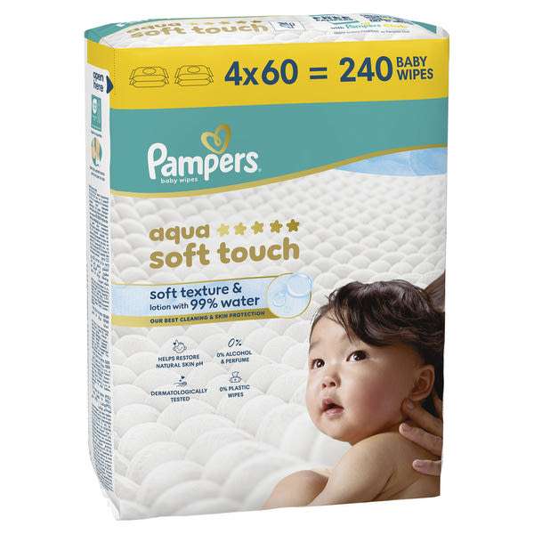 Pampers Aqua Soft Touch nedves törlőkendő 4x60 db - 240 db