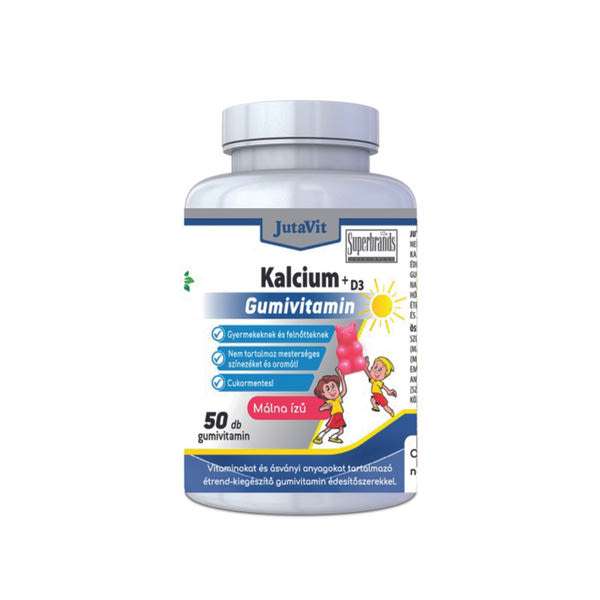 JutaVit Kalcium+D3 gumivitamin málna ízben - 50 db