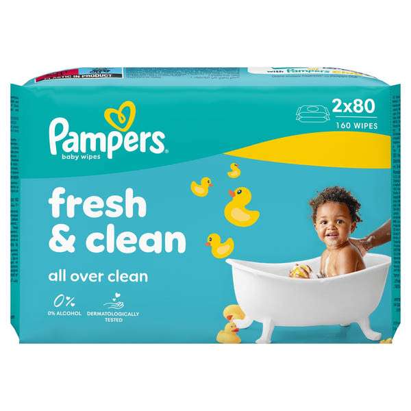 Pampers Fresh Clean nedves törlőkendő 2x80 db - 160 db