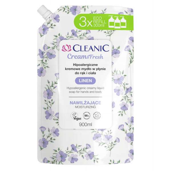Cleanic Cream & Fresh Linen folyékony szappan utántöltő - 900 ml