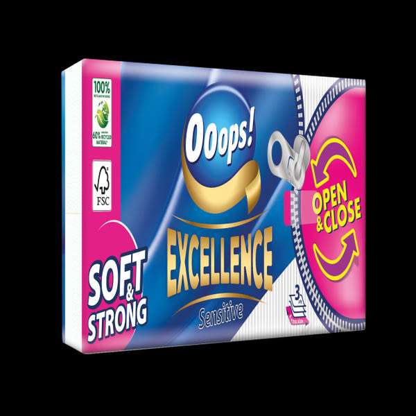 Ooops! Excellence Sensitive papír zsebkendő 3 rétegű - 90 db