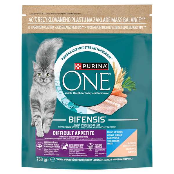 Purina One Difficult Appetite állateledel macskáknak tőkehallal és pisztránggal - 750 g