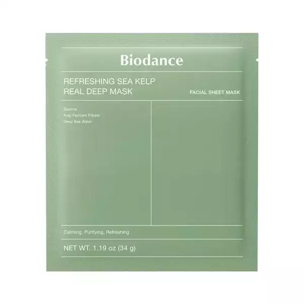 Biodance Refreshing Sea Kelp Real Deep bőrnyugtató és faggyúszabályzó hidrogél maszk - 34 g