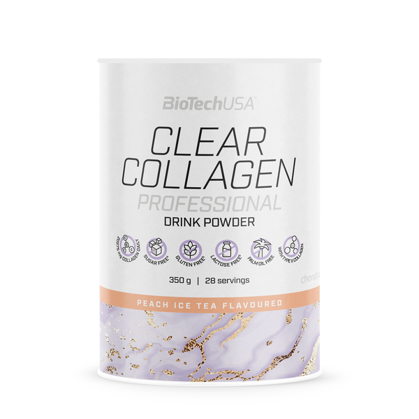 BioTechUSA Collagen Clear Professional étrend-kiegészítő italpor barackos ice tea ízben - 350 g