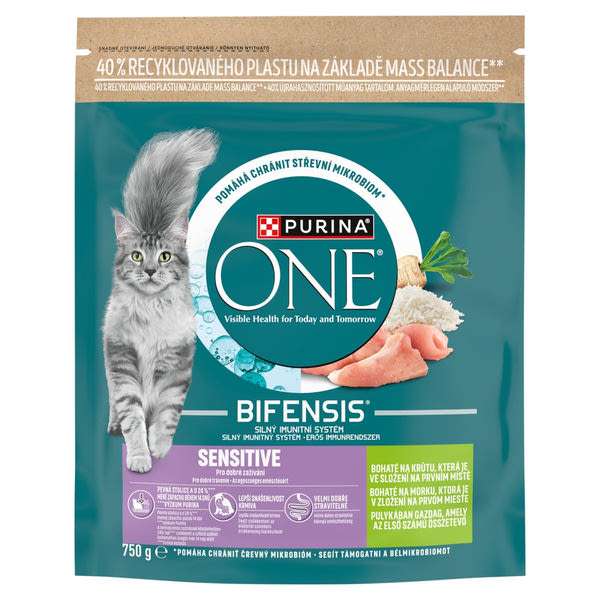 Purina One Sensitive állateledel macskáknak pulykával - 750 g