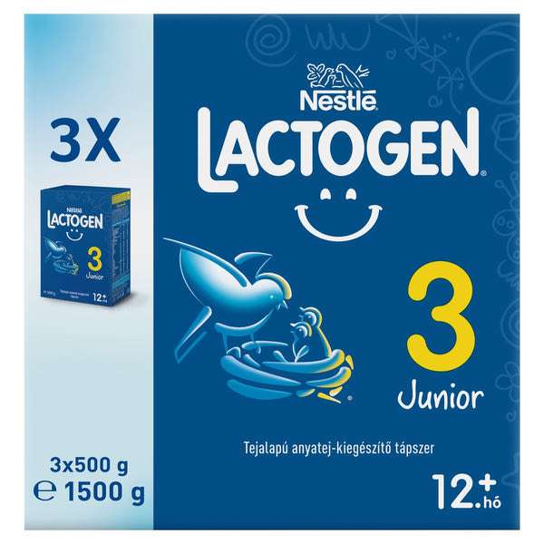 Lactogen Junior 3 Triopack tejalapú anyatej-kiegészítő tápszer 12 hónapos kortól - 1500 g