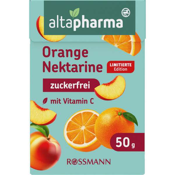 Altapharma cukormentes narancs–nektarin ízű cukorka - 50 g