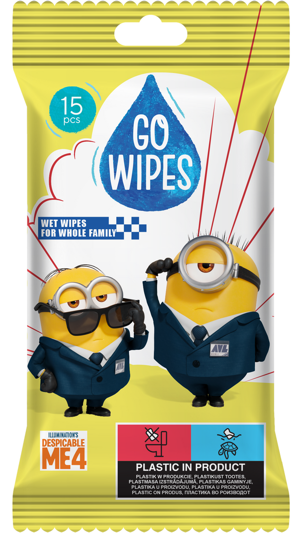 GoWipes Minions antibakteriális nedves törlőkendők - 15 db