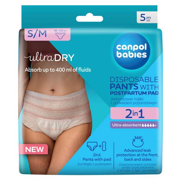 Canpol babies 2in1 szülés utáni pelenka S/M - 5 db