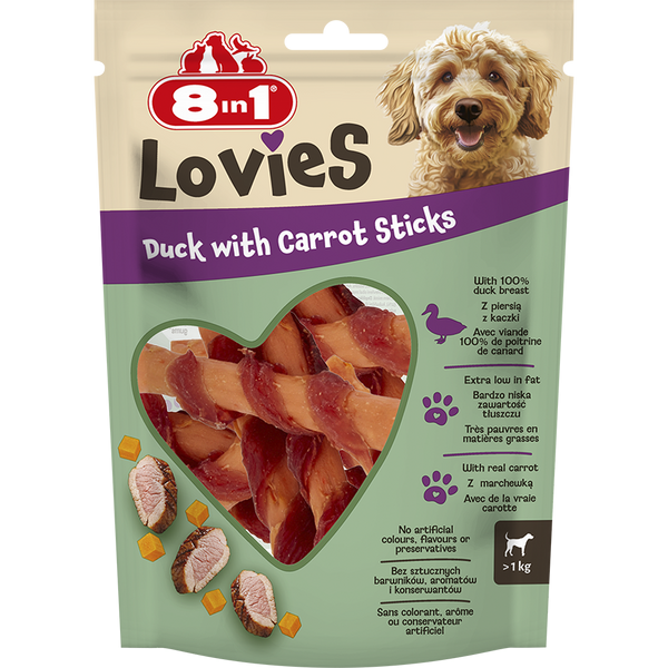 8in1 Lovies kacsás réparudak jutalomfalat kutyáknak - 12 db