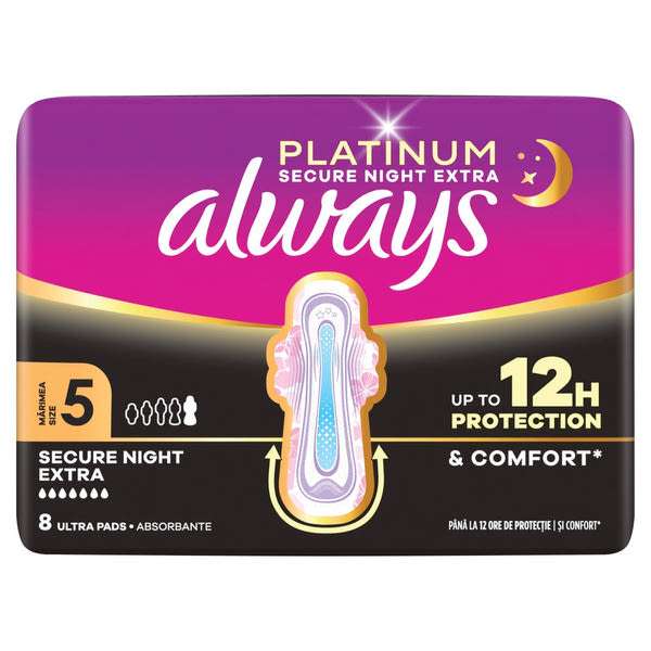 Always Platinum Secure Night Extra egészségügyi betét - 8 db