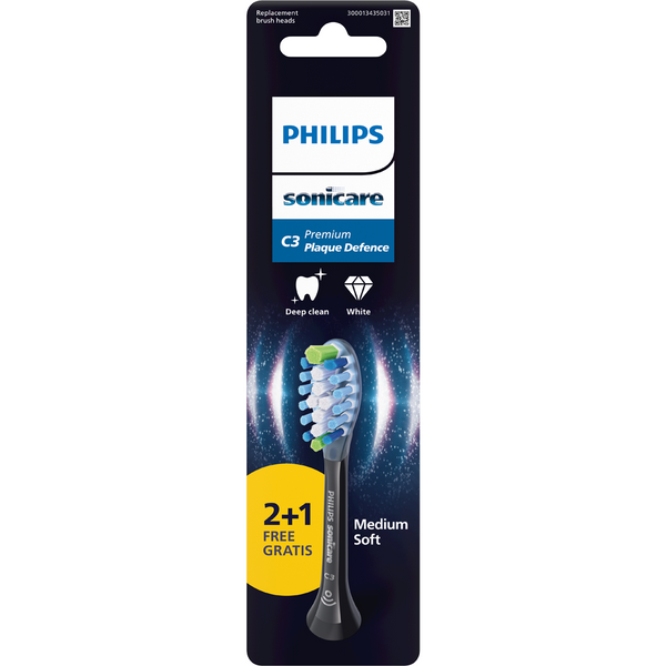 Philips C3 Premium Plaque Defense standard fogkefefej /fekete - 3 db