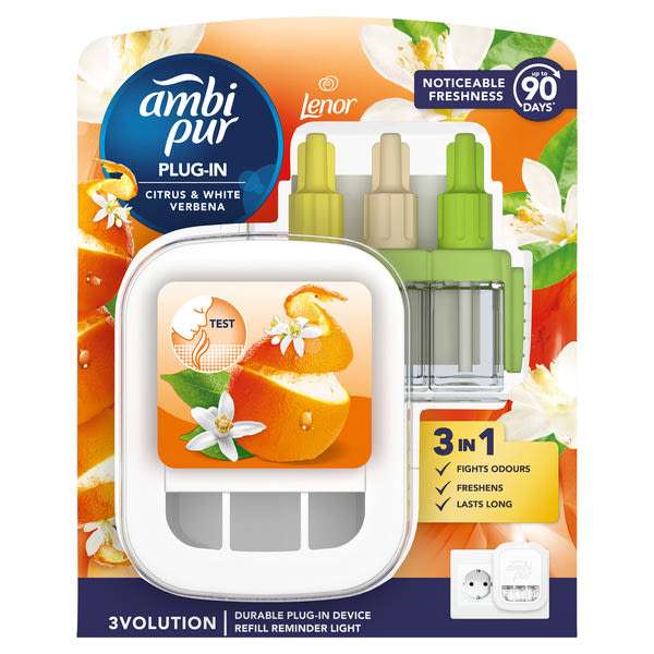 Ambi Pur 3Volution Citrus and White Verbena elektromos légfrissítő kezdőcsomag - 20 ml