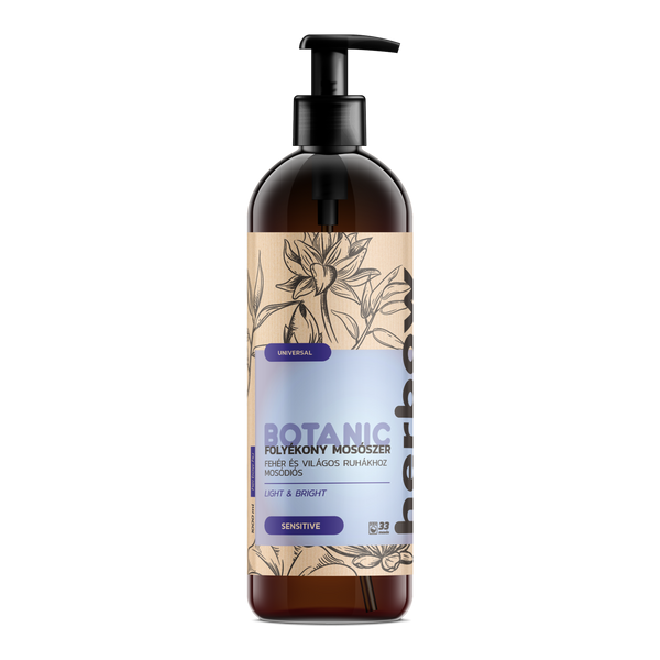Herbow Botanic Universal Light & Bright mosódiós folyékony mosószer fehér és világos ruhákhoz, Édenkert illattal - 1000 ml