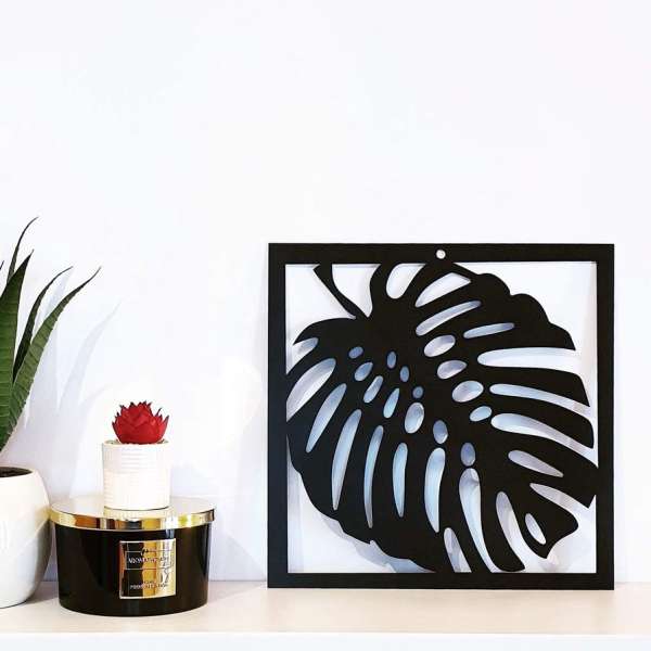 Fém falikép - 30x30 - Monstera