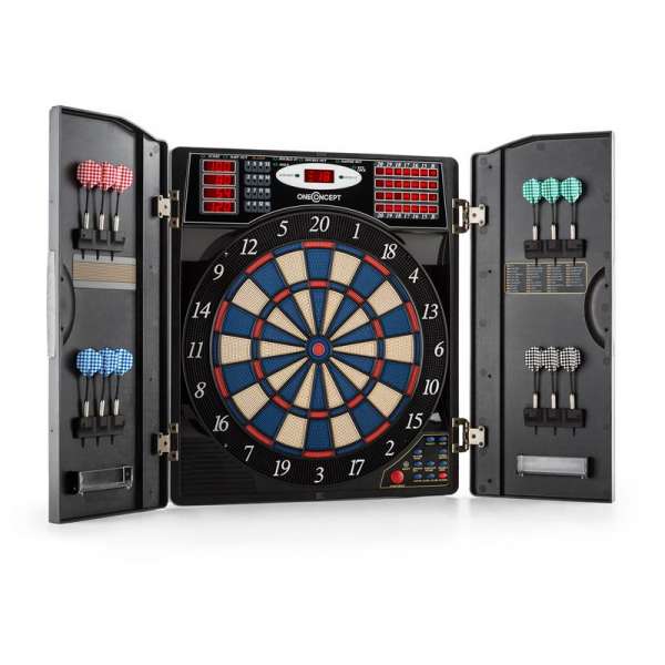 OneConcept Masterdarter elektromos darts céltábla, puha hegyek, fém hatás