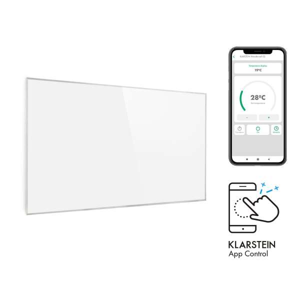 Klarstein Wonderwall 450 Smart, infravörös hősugárzó, 50 x 90 cm, 450 W, heti időzítő, IP24, fehér