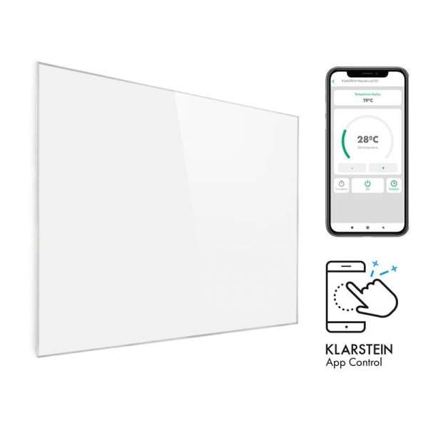 Klarstein Wonderwall 1200 Smart, infravörös hősugárzó, 100 x 120 cm, 1200 W, heti időzítő, IP24, fehér