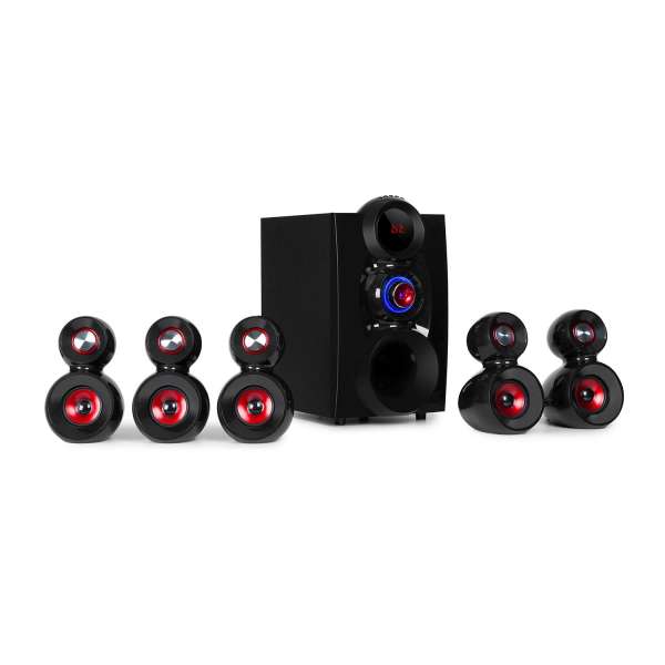 Auna X-Gaming, 5.1 surround hangrendszer, max. 380 W, OneSide subwoofer, BT, USB, SD