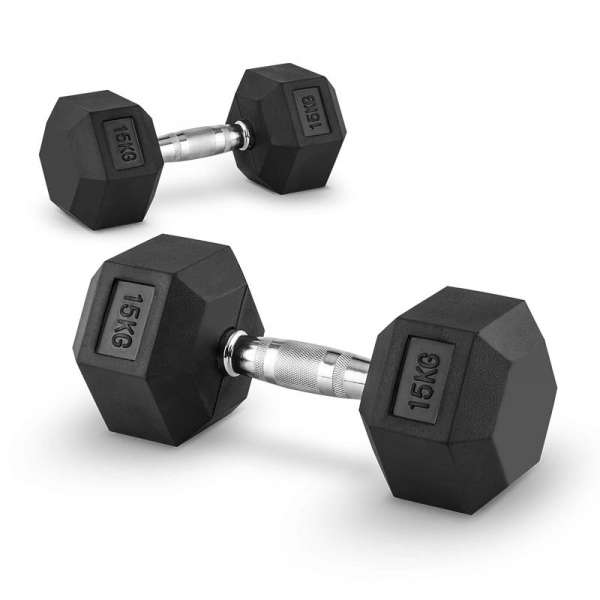 Capital Sports Hexbell 15 Dumbbell, egykezes súlyzó pár, 15 kg