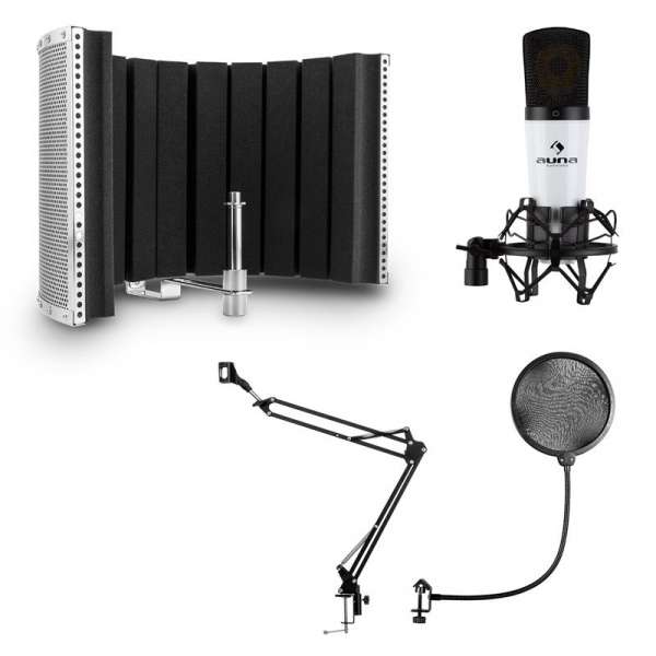 Auna MIC-920, USB, mikrofonkészlet, V5, forgókar, POP filter, ernyő