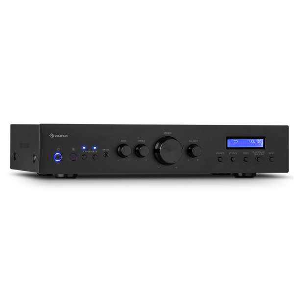 Auna AMP-CD608 DAB, HiFi sztereó erősítő, 4 x 100 W, RMS, DAB + BT, optikai bemenet, távirányító