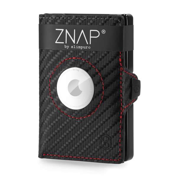 Slimpuro ZNAP Airtag Wallet, 8 kártya, érmés rekesz, 8,9 x 1,5 x 6,3 cm (SZ x M x M), RFID-védelem