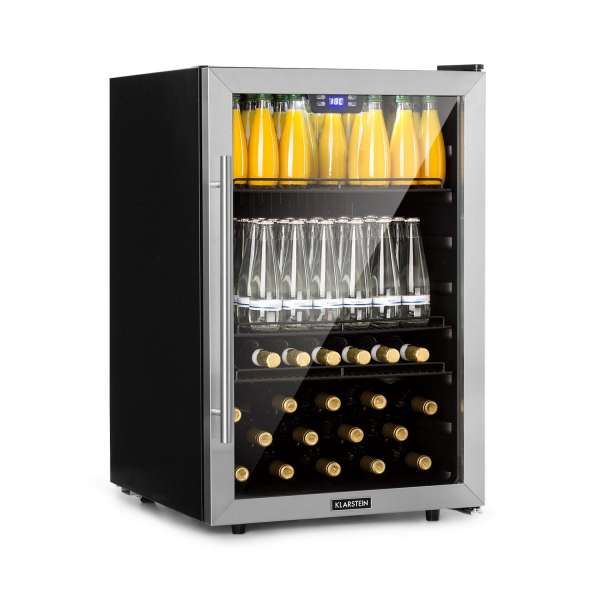 Klarstein Beersafe 5XL, hűtőszekrény, 148 liter, 3 polc, panoráma üvegajtó, rozsdamentes acél