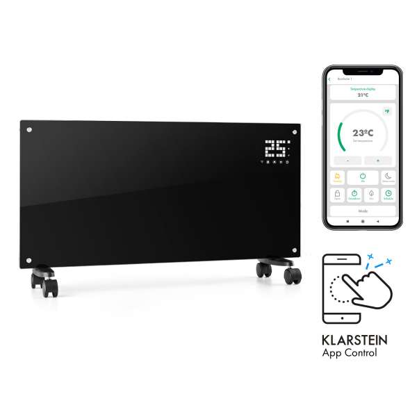 Klarstein Bornholm Smart, konvektor, 2000 W, WiFi, LCD kijelző, időzítő, IP24, fekete