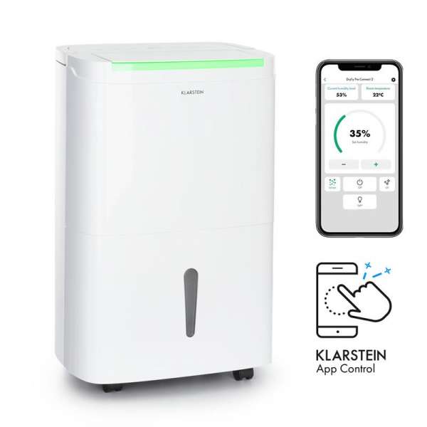 Klarstein DryFy Connect 40 Smart, Párátlanító, WiFi, Kompresszor, 50l/d, 45-55 m², Fehér