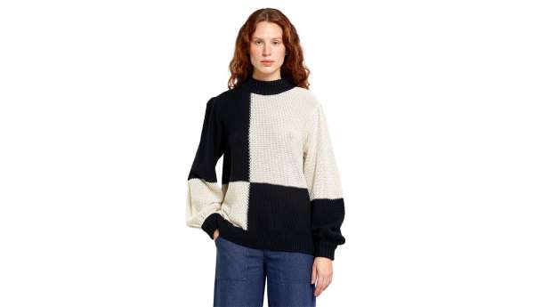 Dedicated Sweater Knitted Rutbo Blocks Black/Vanilla White