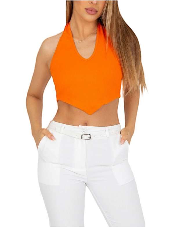 Narancssárga bordás crop top