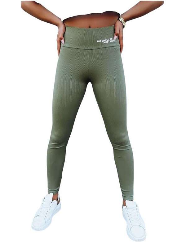 Egyszerű élet khaki bordás leggings