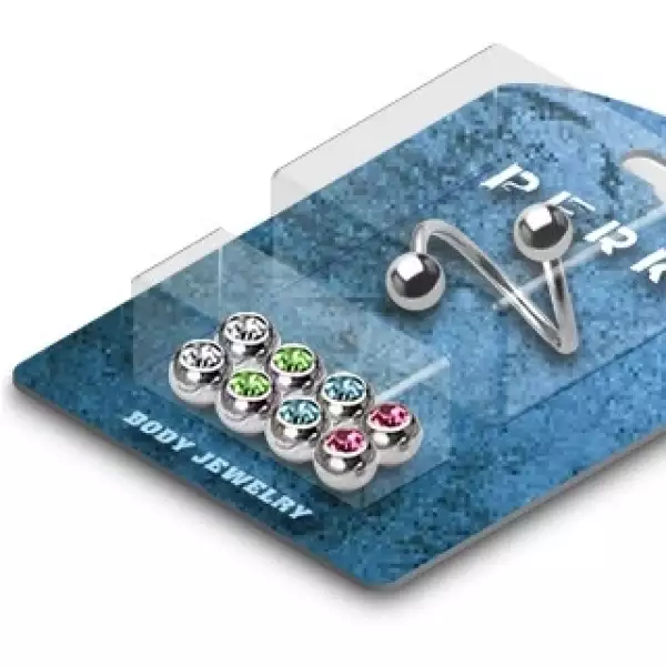 Twist szemöldök piercing golyó és cirkónia - készlet