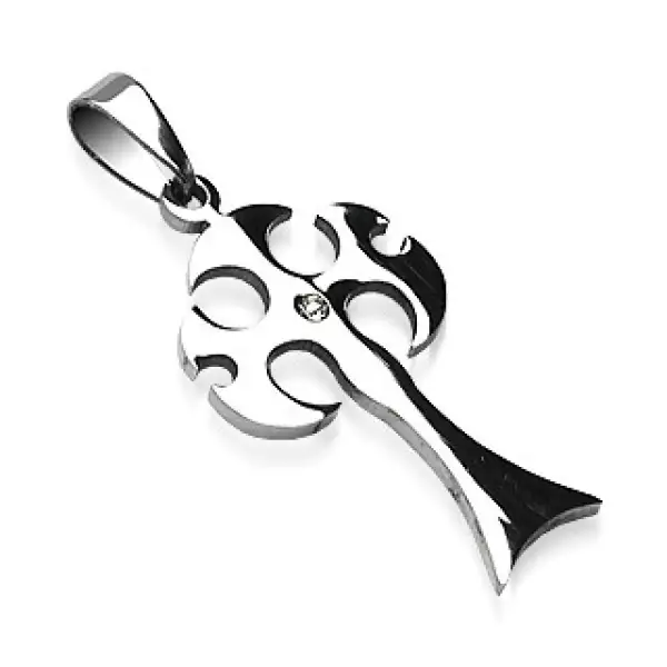 Acél medál ezüst színben, középkori fejsze