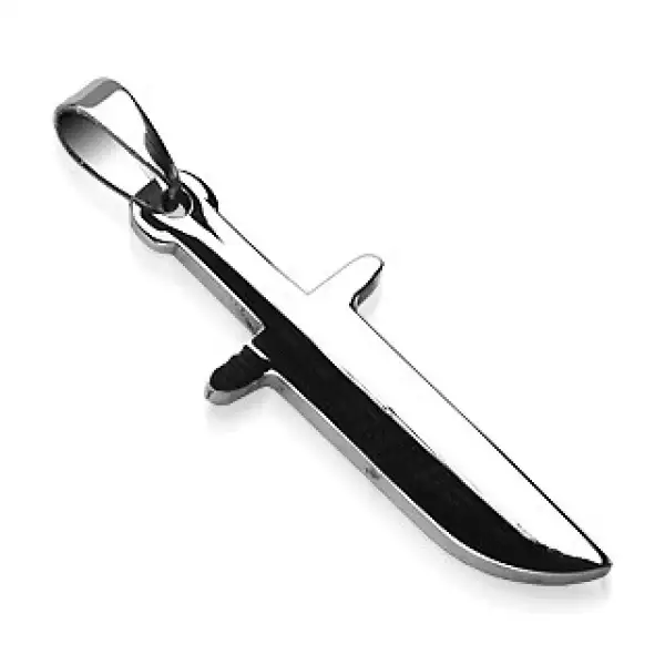 Fényes medál sebészeti acélból, nagy kés ezüst színben