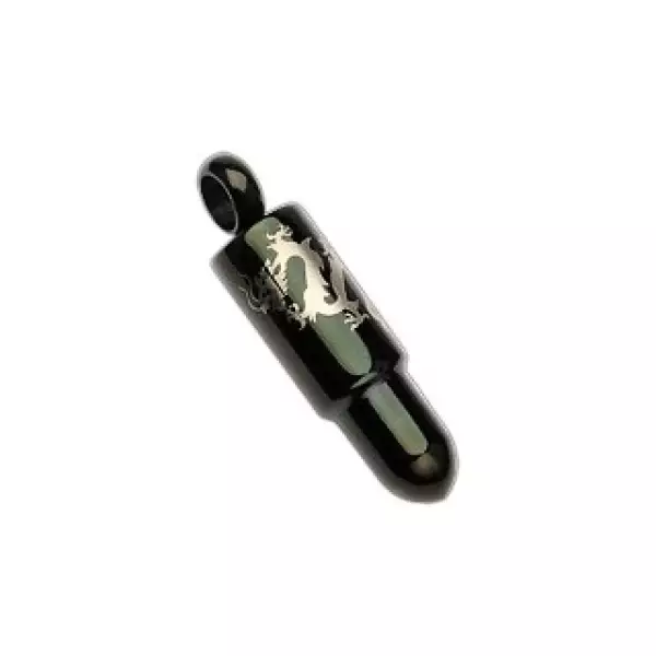 Acél medál - fekete lőszer sárkány motívummal