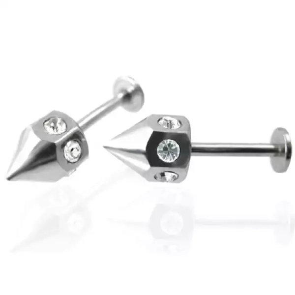 Áll piercing készlet - tüske tiszta cirkónia kövekkel