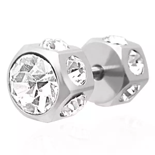 Fake plug - kétoldalas, cirkónia köves felület